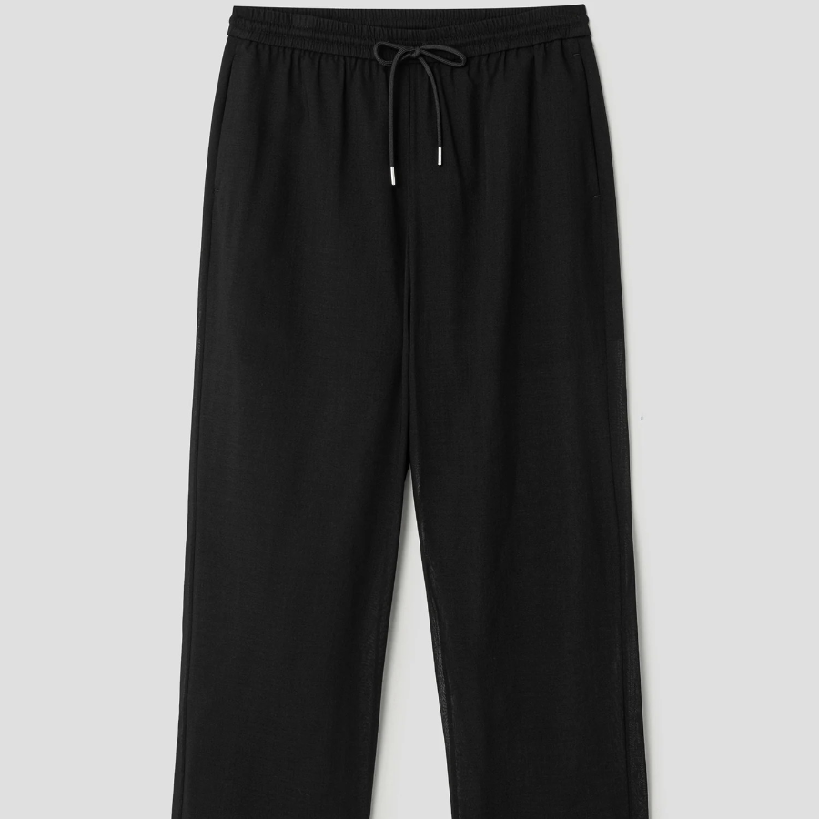Theory Women Lightweight Wool Drawcord Pull On Pants - Black