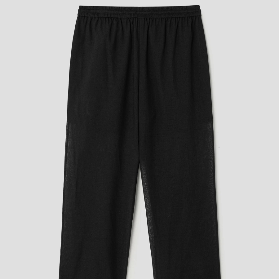 Theory Women Lightweight Wool Drawcord Pull On Pants - Black