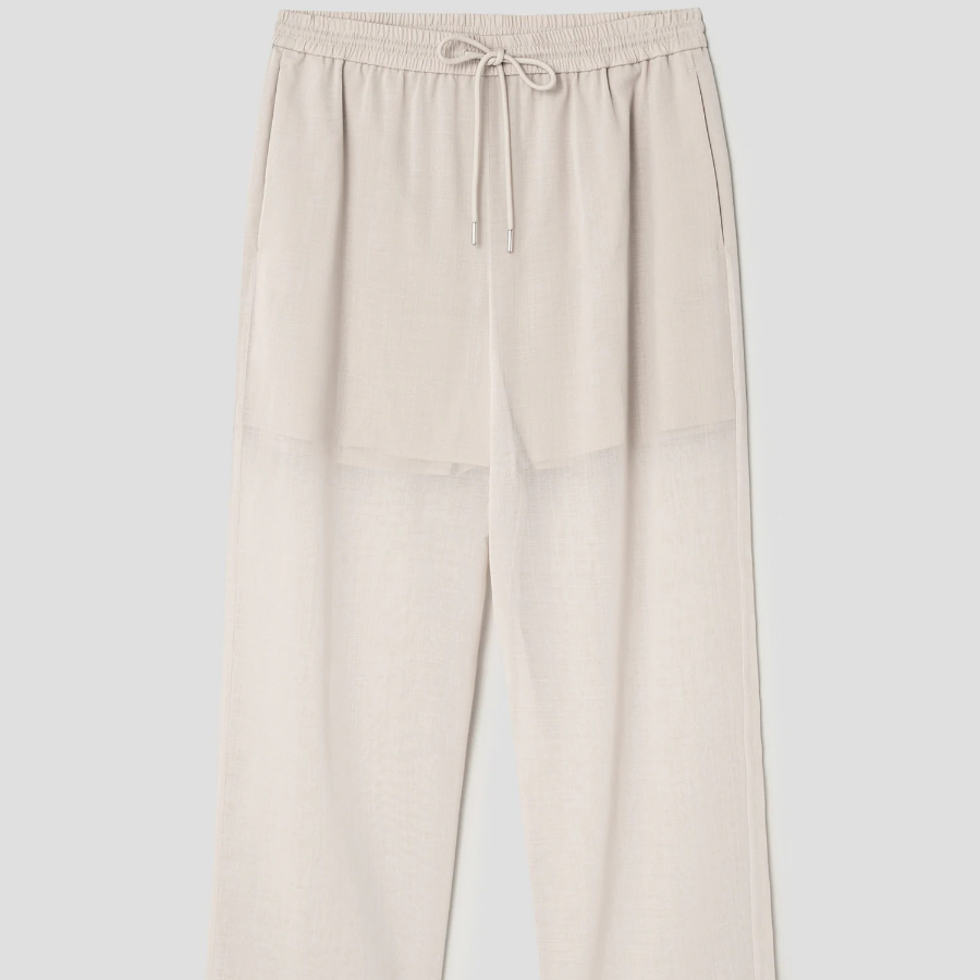 Theory Women Lightweight Wool Drawcord Pull On Pants - Sand