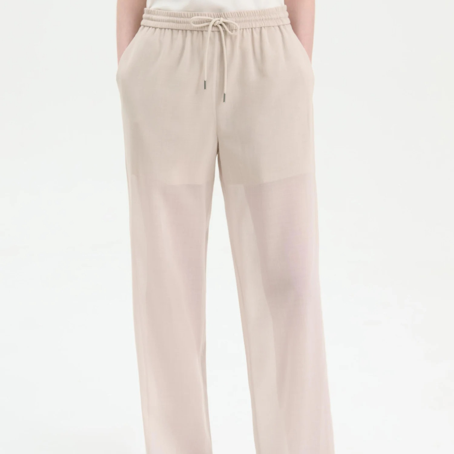 Theory Women Lightweight Wool Drawcord Pull On Pants - Sand