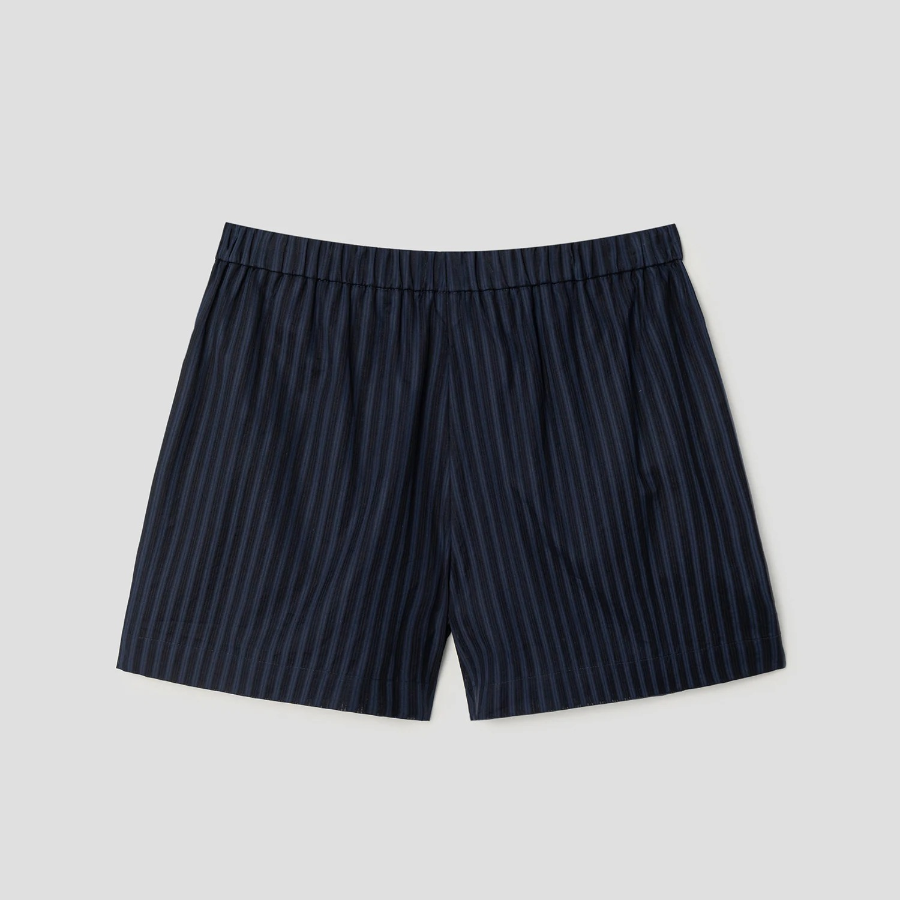 Theory Women Linear Cotton Boxer Shorts - Nocturne Navy