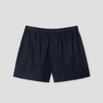 Theory Women Linear Cotton Boxer Shorts - Nocturne Navy