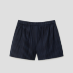 Theory Women Linear Cotton Boxer Shorts - Nocturne Navy