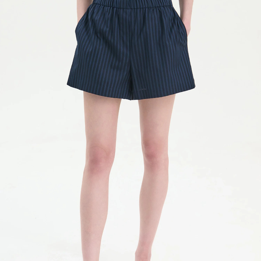 Theory Women Linear Cotton Boxer Shorts - Nocturne Navy