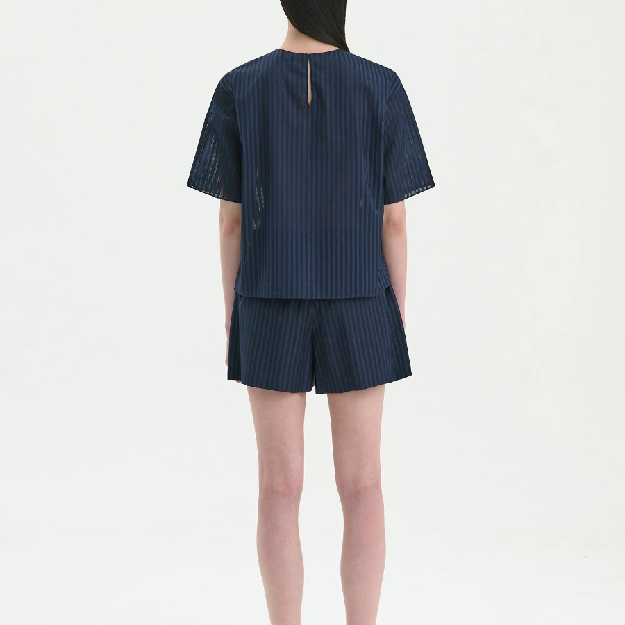 Theory Women Linear Cotton Boxer Shorts - Nocturne Navy