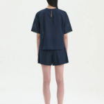 Theory Women Linear Cotton Boxer Shorts - Nocturne Navy