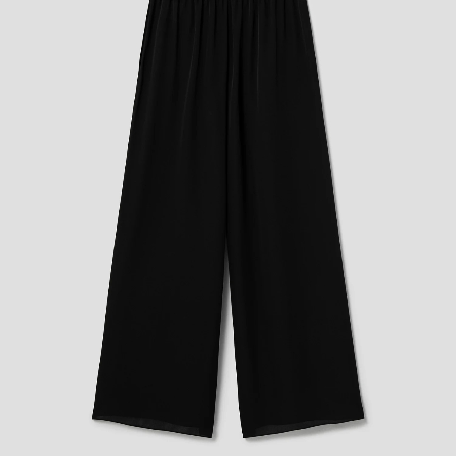 Theory Women Silk Combo Rib Waistband Pants - Black