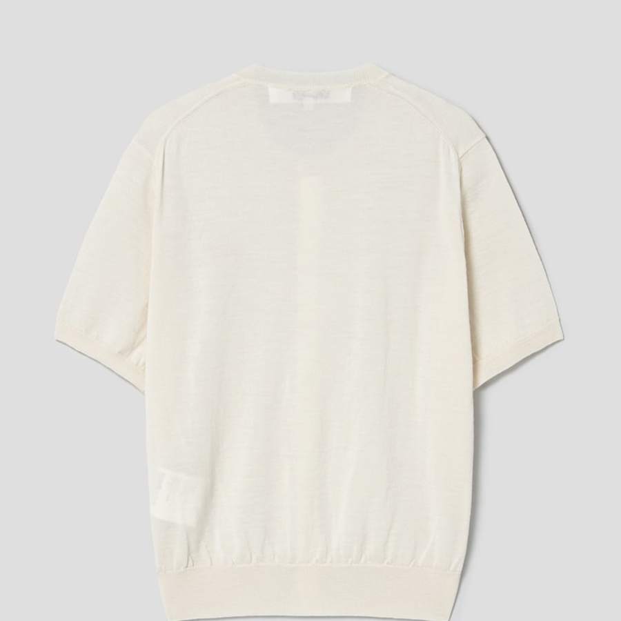 PLAY COMME DES GARÇONS (Unisex) Red Heart Wappen Short Sleeve Cardigan – White