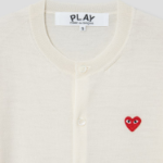 PLAY COMME DES GARÇONS (Unisex) Red Heart Wappen Short Sleeve Cardigan – White