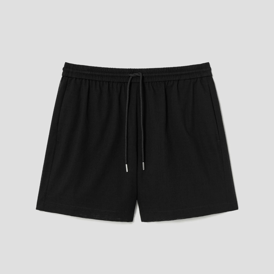 Theory Women Lightweight Wool Drawcord Shorts - Black
