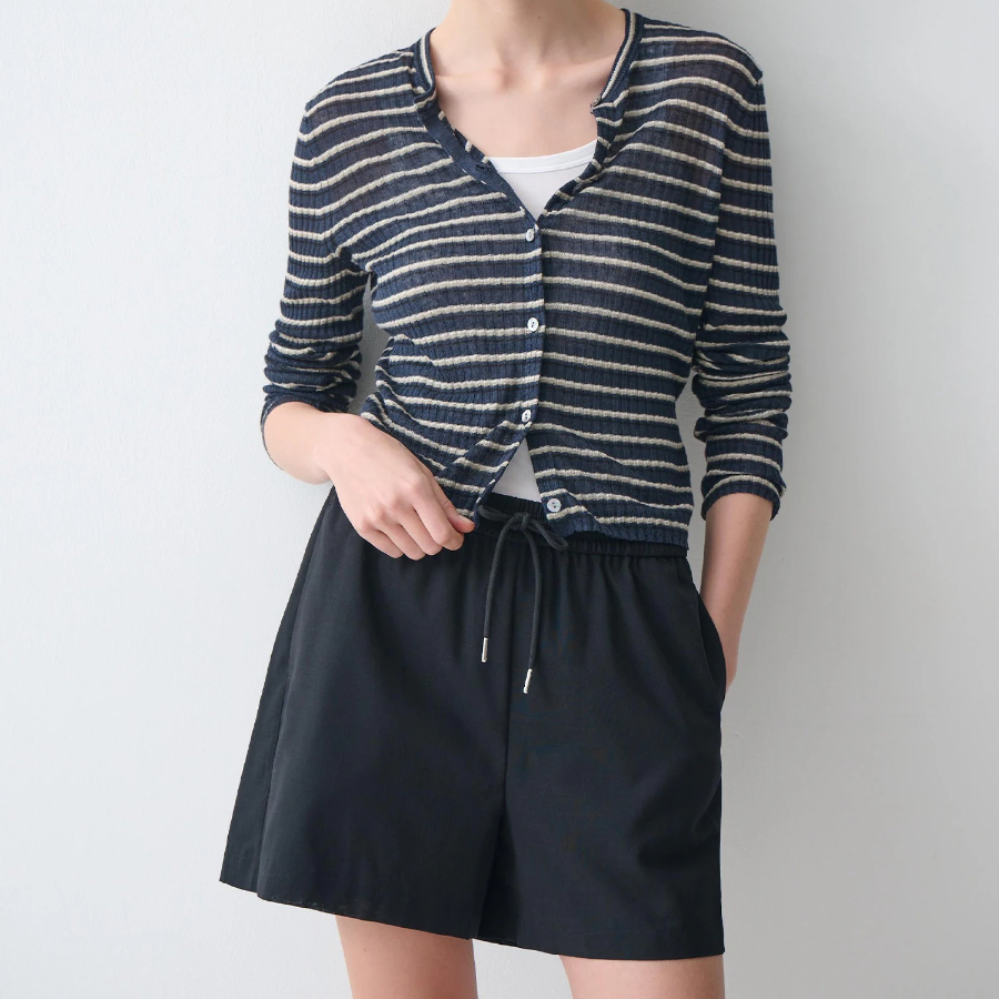 Theory Women Lightweight Wool Drawcord Shorts - Black