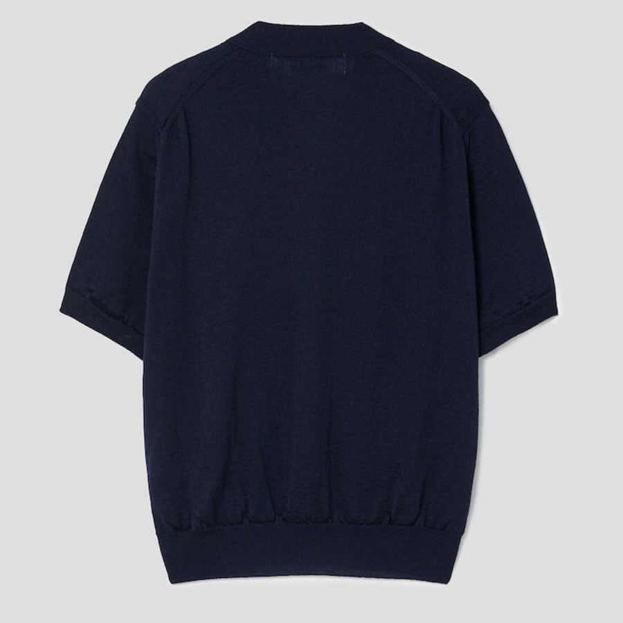 PLAY COMME DES GARÇONS (Unisex) Red Wappen Short Sleeve V-neck Cardigan – Navy