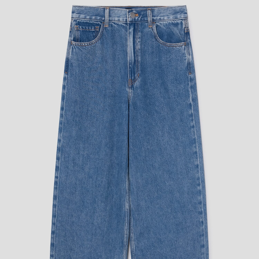 Theory Women Relaxed Denim High Waist Wide Jean — Ice Blue