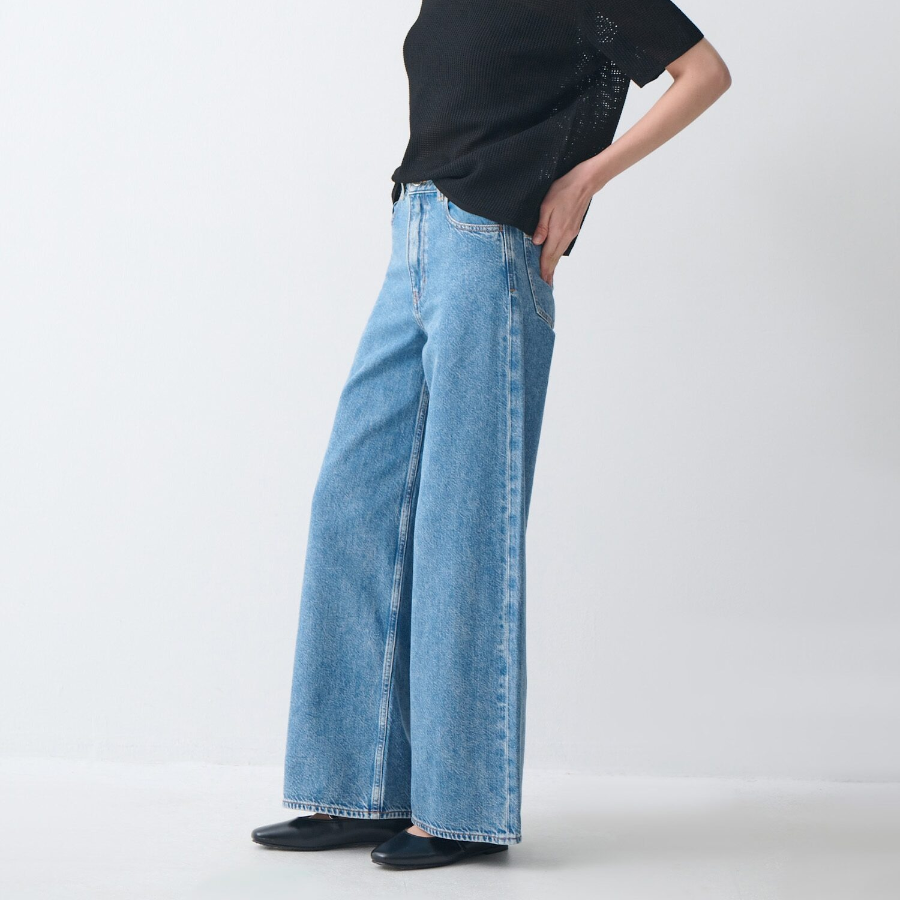 Theory Women Relaxed Denim High Waist Wide Jean — Ice Blue