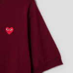 PLAY COMME DES GARÇONS (Unisex) Red Heart Wappen Short Sleeve Cardigan – Burgundy