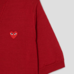 PLAY COMME DES GARÇONS (Unisex) V-Neck Short Sleeve Cardigan – Red