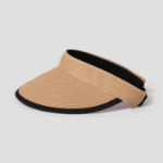 8 seconds Summer Raffia Mesh Visor with Knitted Band — Beige