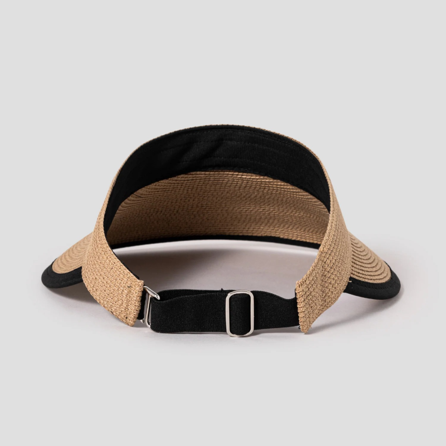 8 seconds Summer Raffia Mesh Visor with Knitted Band — Beige
