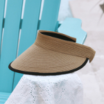 8 seconds Summer Raffia Mesh Visor with Knitted Band — Beige