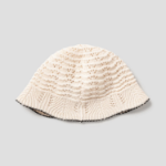 8 seconds Summer Knit Bucket Hat with Contrast Trim — Ivory