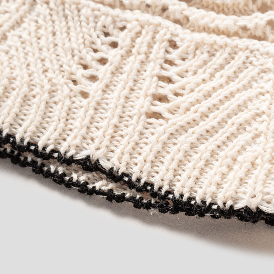 8 seconds Summer Knit Bucket Hat with Contrast Trim — Ivory