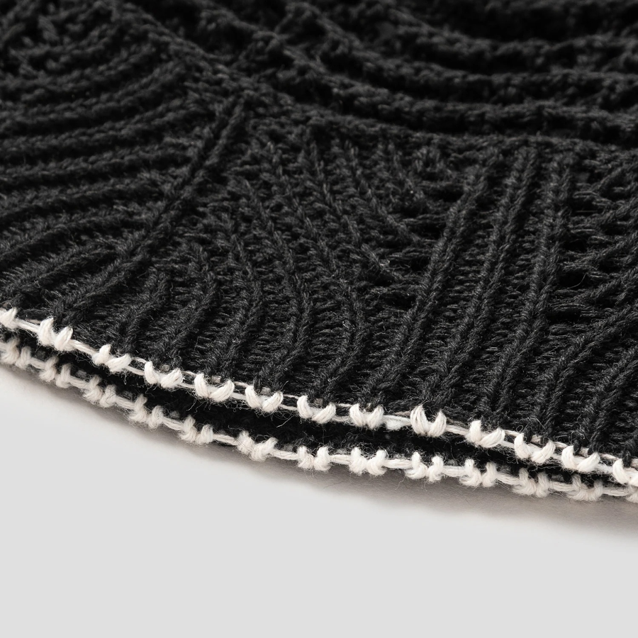 8 seconds Summer Knit Bucket Hat with Contrast Trim — Black