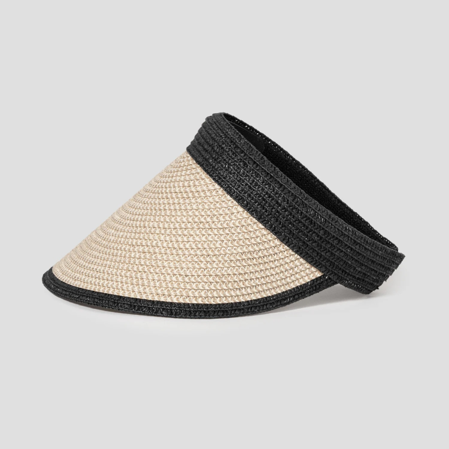 8 seconds Summer Knit Sun Visor with Contrast Trim — Beigе