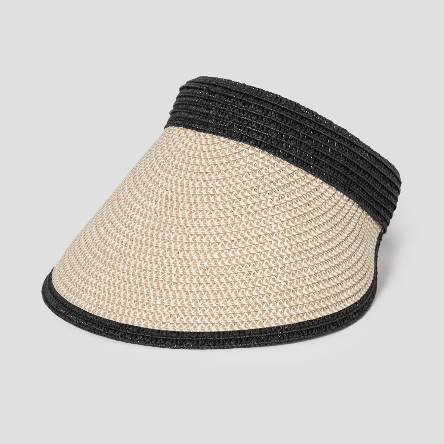 8 seconds Summer Knit Sun Visor with Contrast Trim — Beigе
