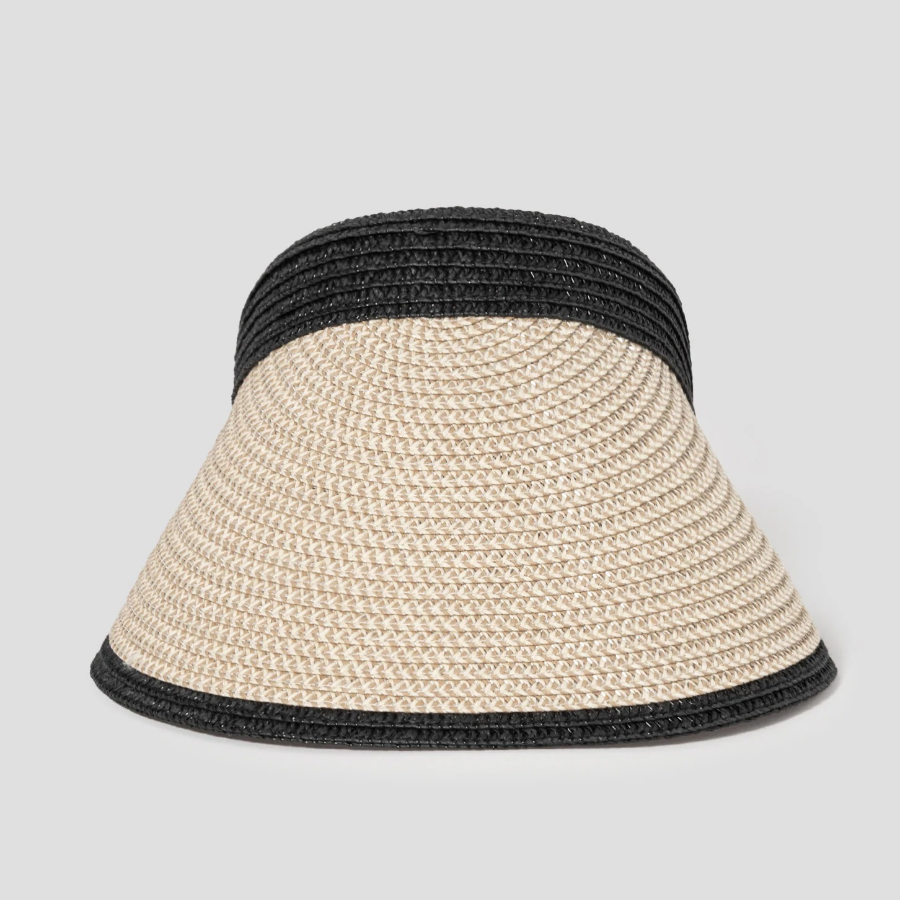 8 seconds Summer Knit Sun Visor with Contrast Trim — Beigе
