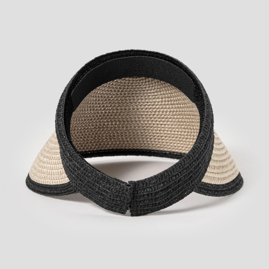 8 seconds Summer Knit Sun Visor with Contrast Trim — Beigе