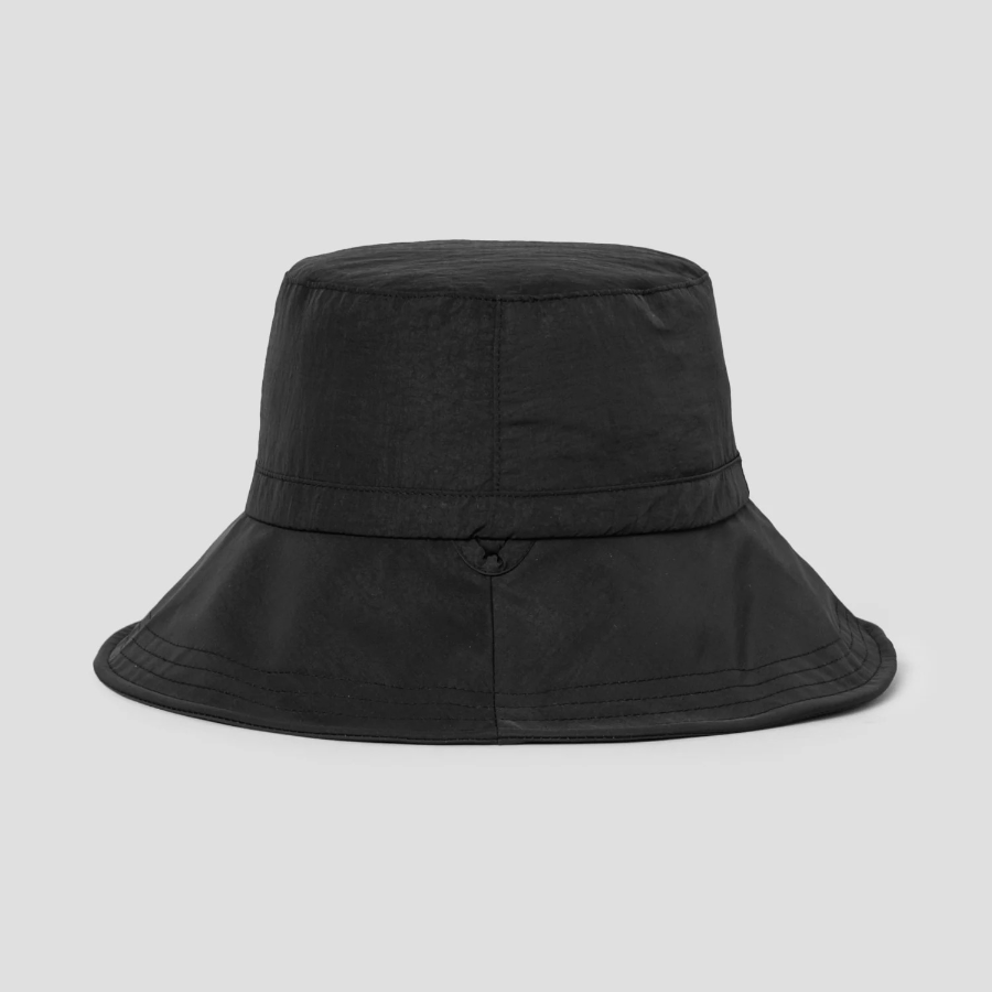 8 seconds Wide Brim Bucket Hat with Nylon Straps — Black