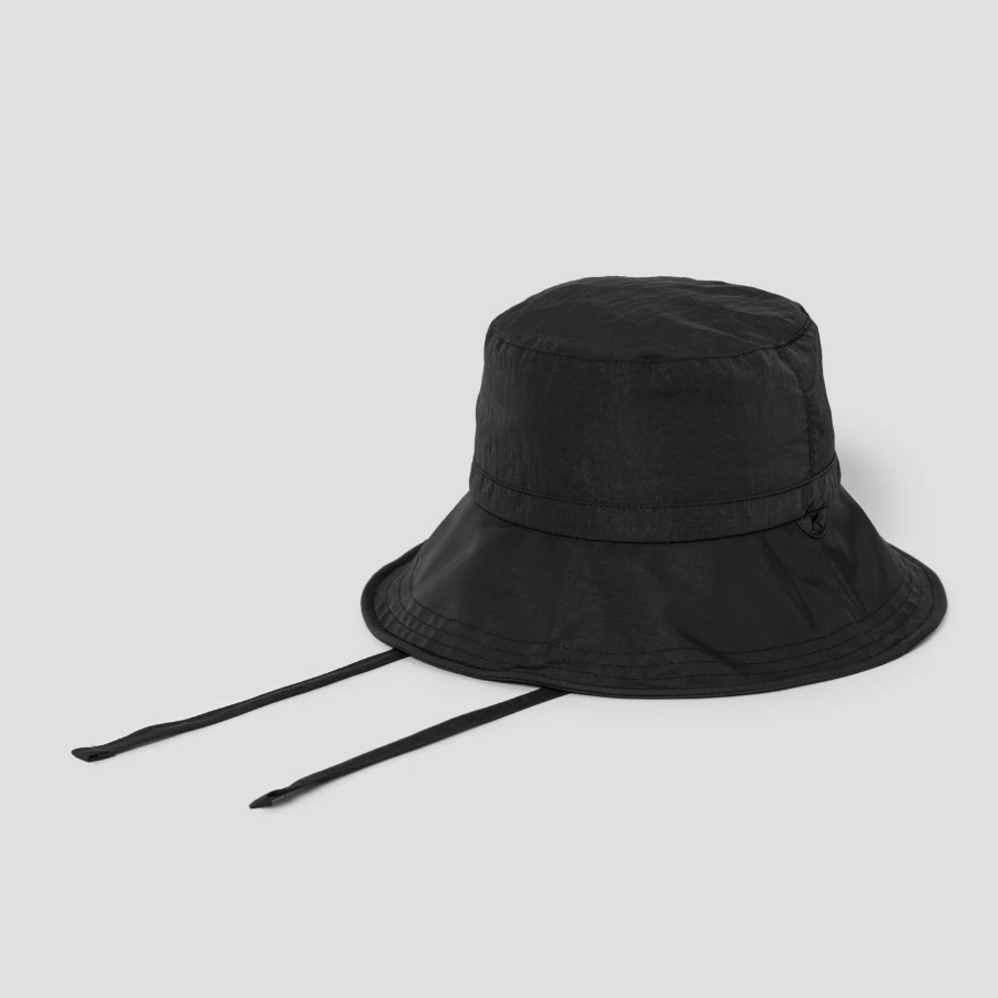 8 seconds Wide Brim Bucket Hat with Nylon Straps — Black