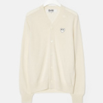 PLAY COMME DES GARÇONS (Unisex) White Heart Wappen Cardigan – White