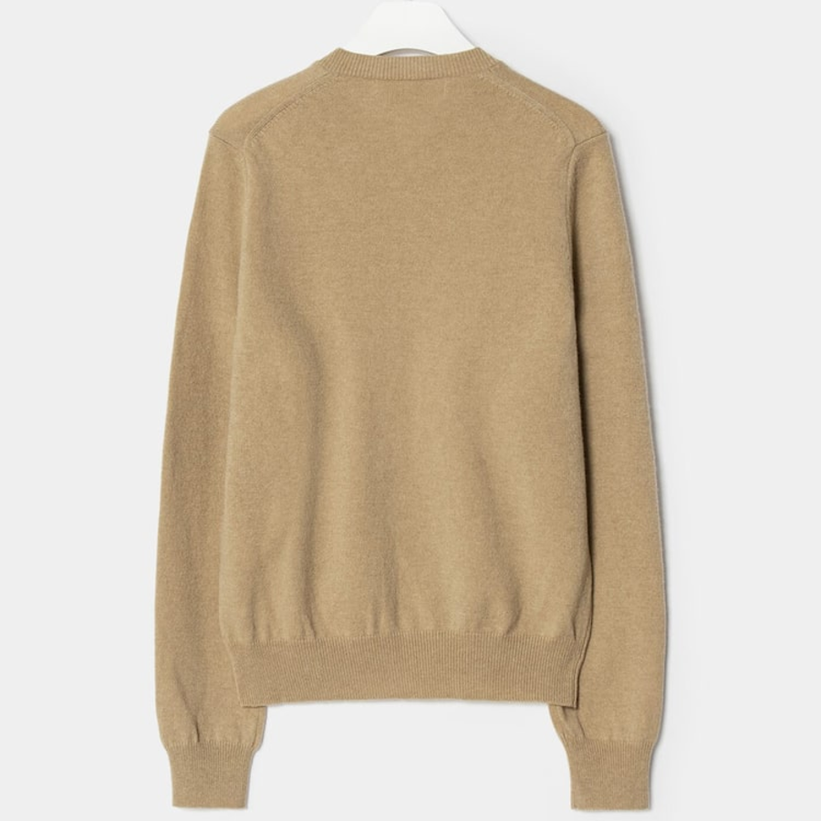 PLAY COMME DES GARÇONS (Unisex) White Heart Wappen Cardigan – Beige