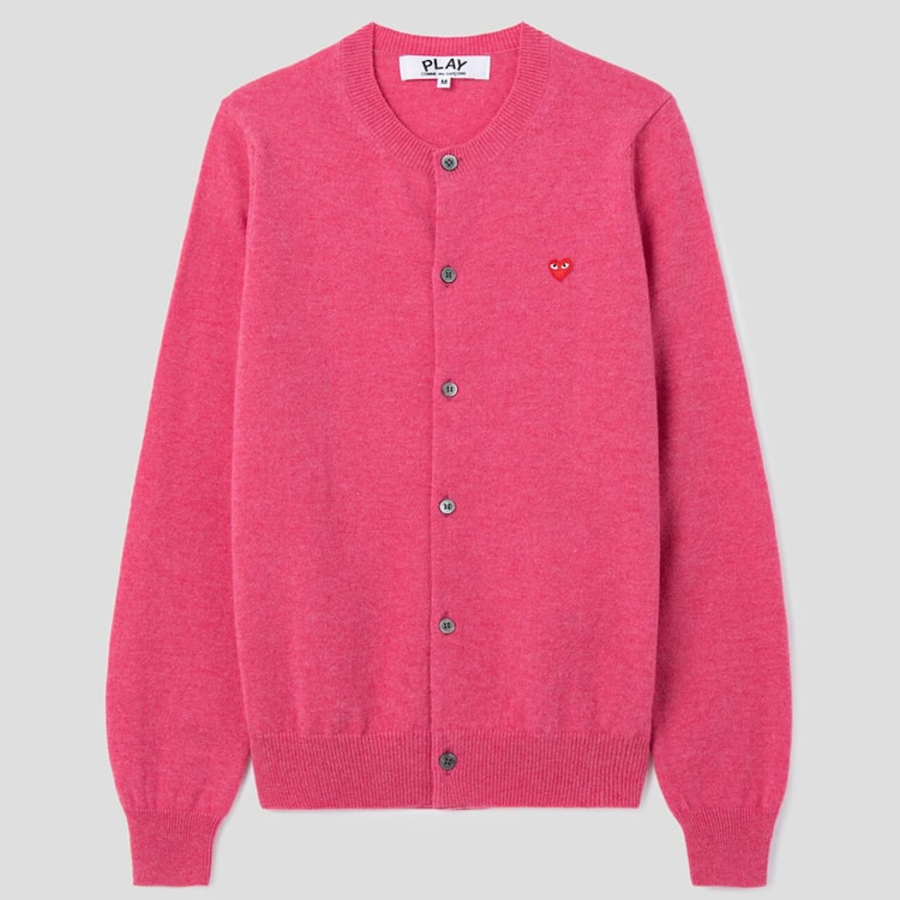 PLAY COMME DES GARÇONS (Unisex) Small Red Heart Wappen Cardigan – Pink