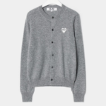 PLAY COMME DES GARÇONS (Unisex) White Heart Wappen Cardigan – Grey