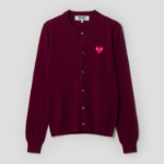 PLAY COMME DES GARÇONS (Unisex) Red Heart Wappen Cardigan – Burgundy