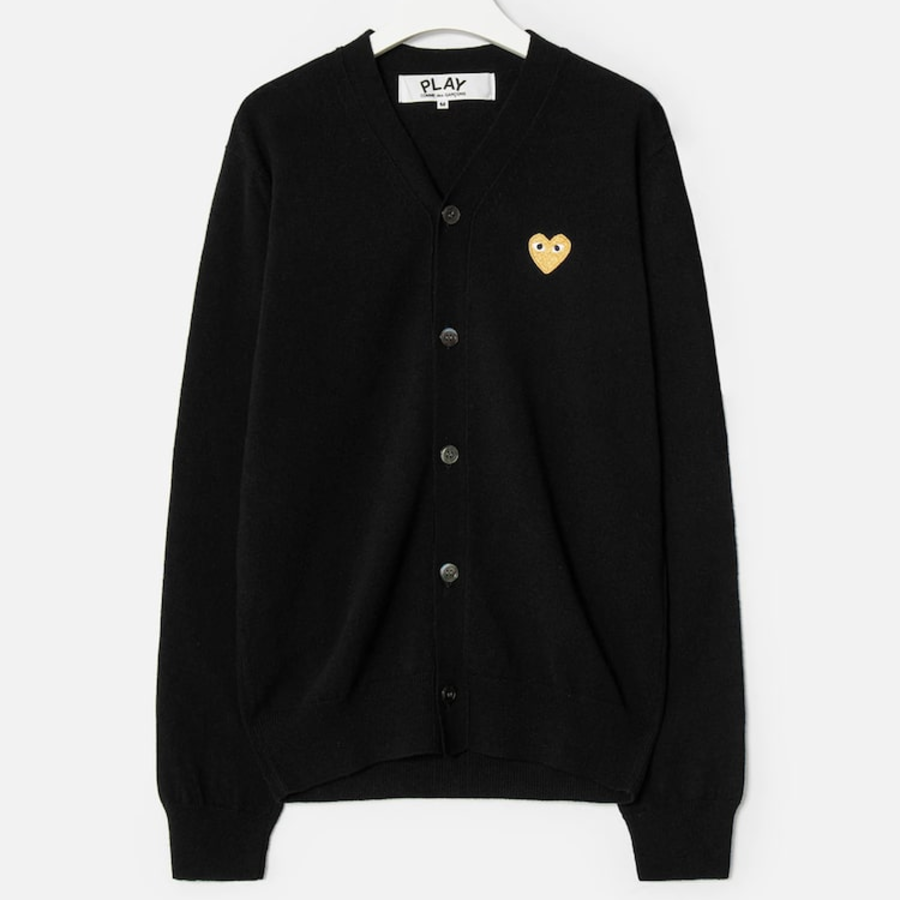 PLAY COMME DES GARÇONS (Unisex) Gold Heart Wappen Cardigan – Black