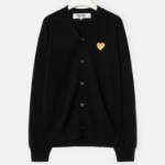 PLAY COMME DES GARÇONS (Unisex) Gold Heart Wappen Cardigan – Black