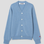 PLAY COMME DES GARÇONS (Unisex) Pastel Small Red Heart Wappen Cardigan – Sky Blue