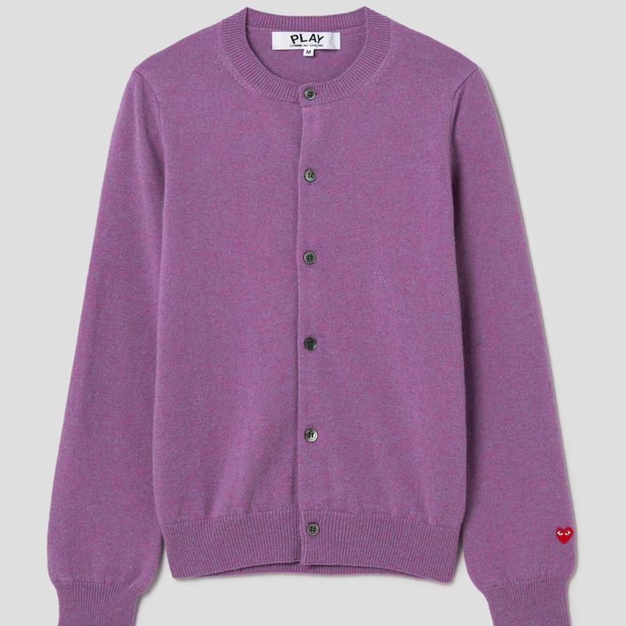PLAY COMME DES GARÇONS (Women) Pastel Small Red Heart Wappen Cardigan – Purple