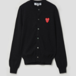 PLAY COMME DES GARÇONS (Women) Double Red Heart Wappen Cardigan – Black