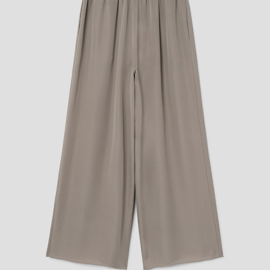 Theory Women Silk Combo Rib Waistband Pants - Soft Taupe