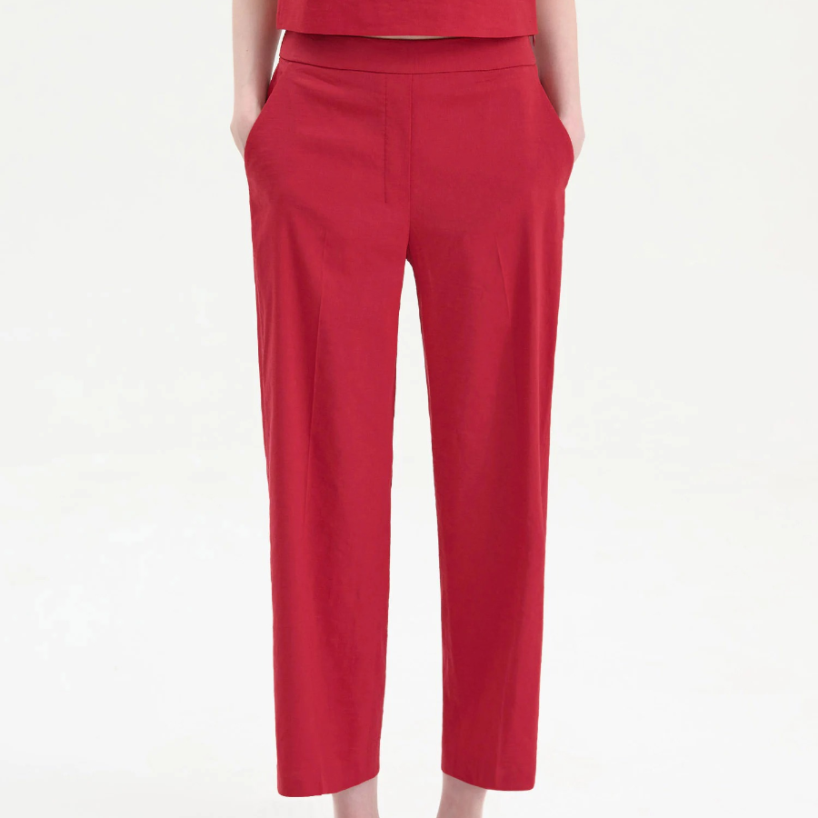 Theory Women Good Crunch Relax Straight Pants - Cherry