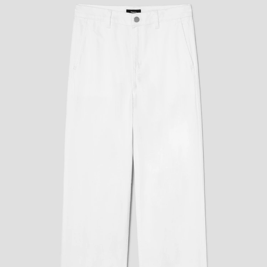 Theory Women Drape Denim Wide Straight Denim Pants - Optic White