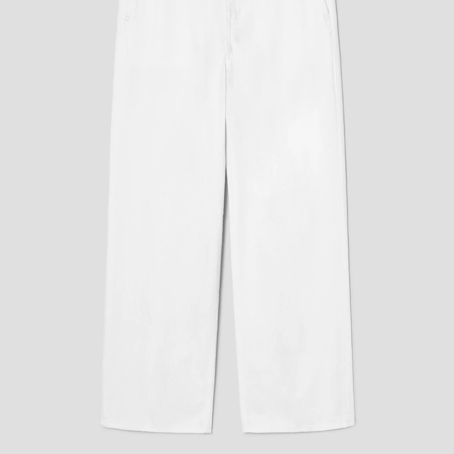 Theory Women Drape Denim Wide Straight Denim Pants - Optic White