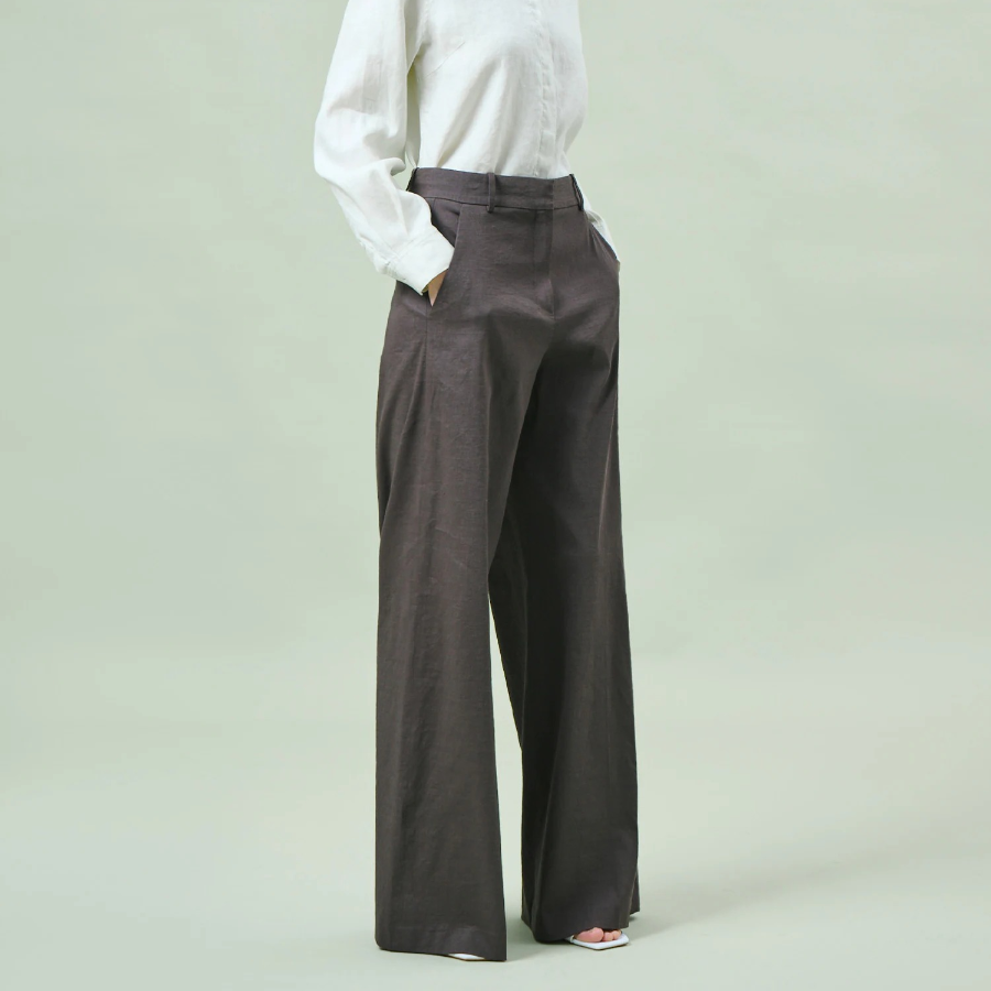 Theory Women Good Crunch Highwaist Trouser - Coffee