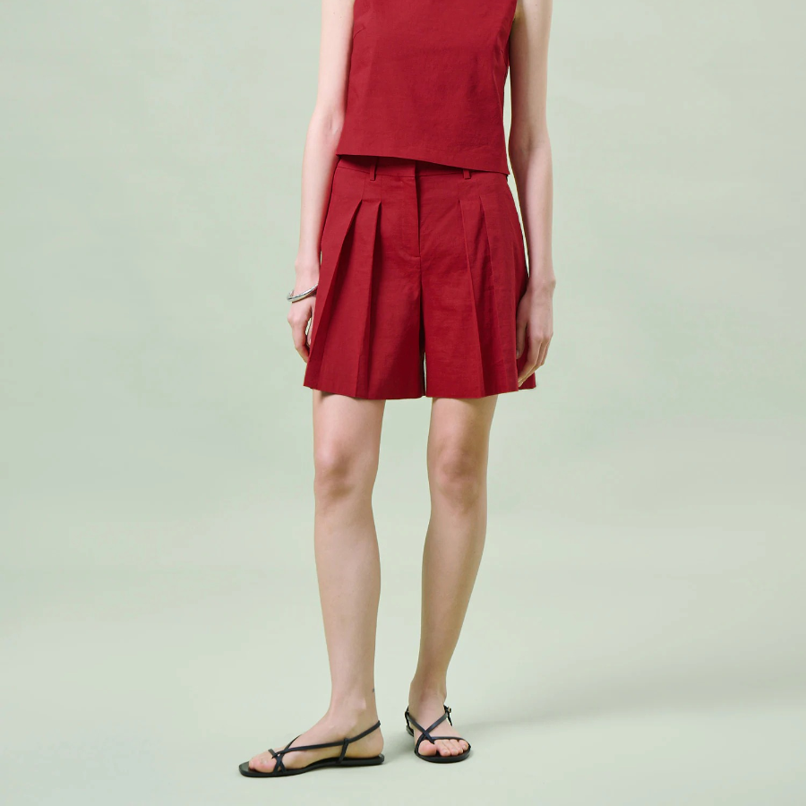 Theory Women Good Crunch Pleated Front Short - Cherry