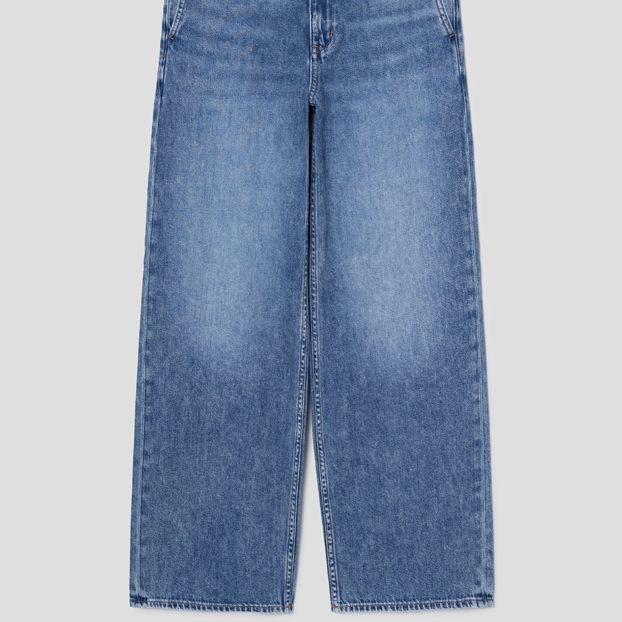 Theory Women Drape Denim Wide Straight Denim Pants - Light Indigo