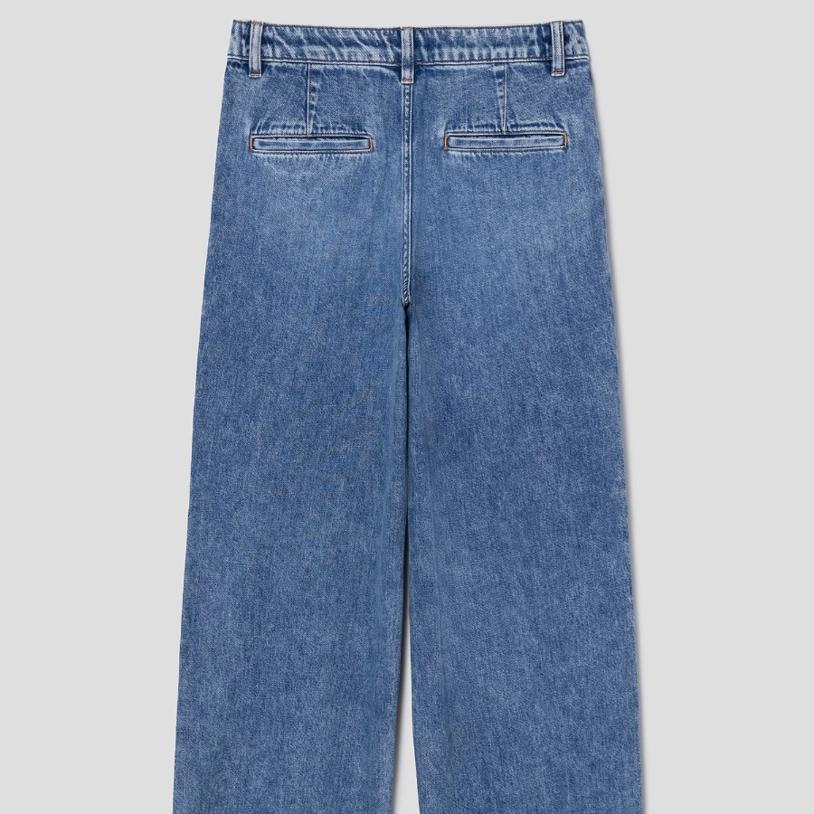 Theory Women Drape Denim Wide Straight Denim Pants - Light Indigo